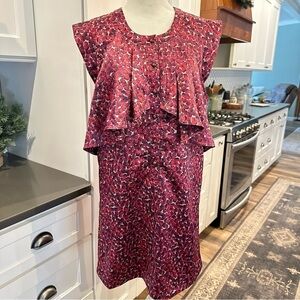 Anthropologie Dear Creatures Willow Blossom Pink Floral Satin Shift Dress Sz M